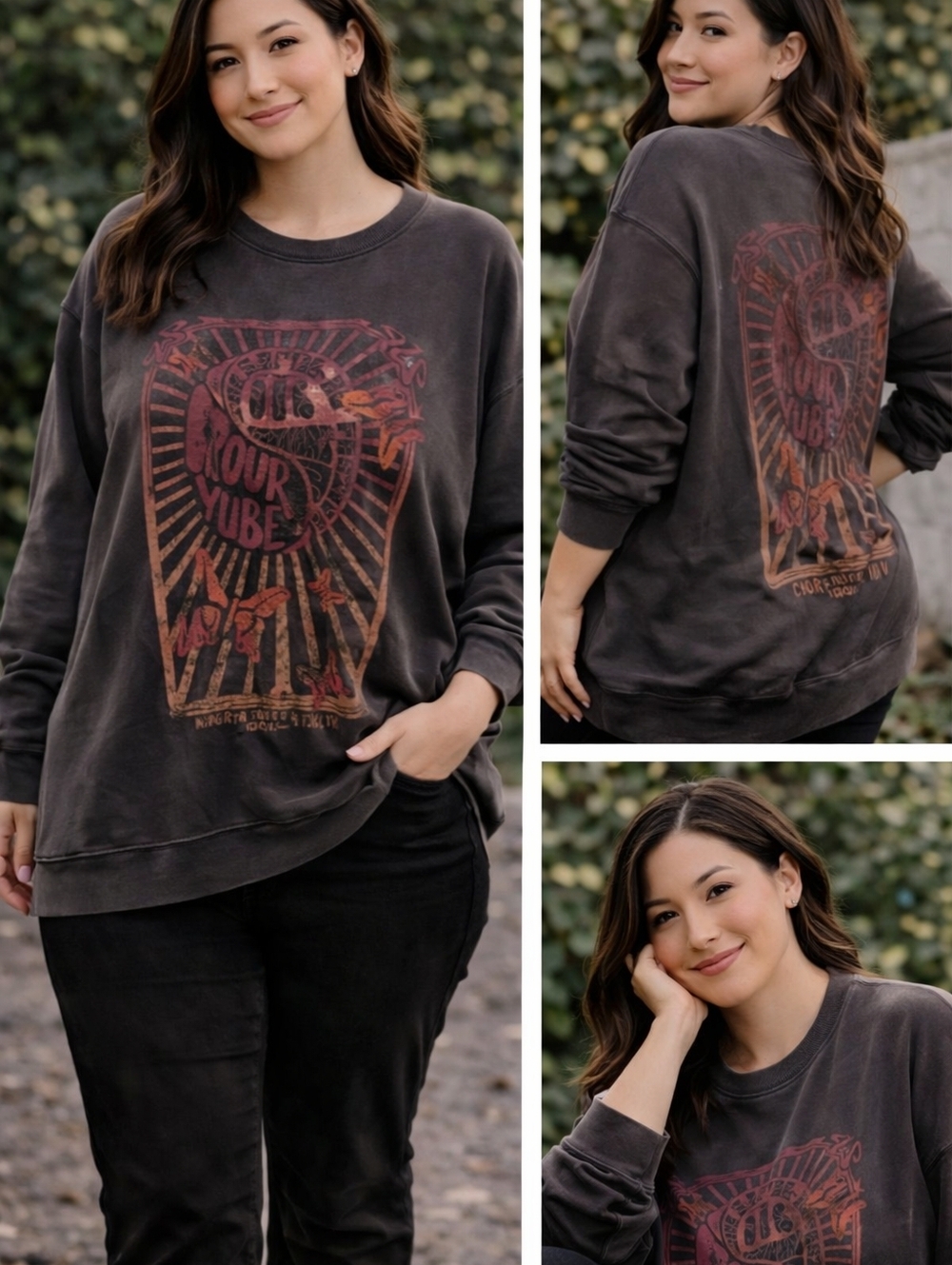 Arizona Jean Company Black Sweatshirt with Pink Accent